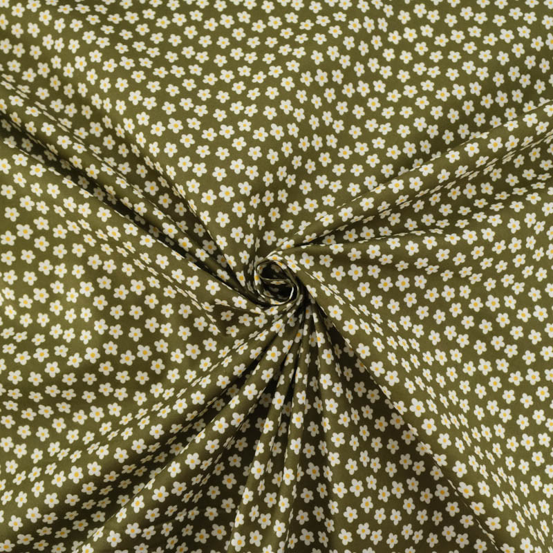 Khaki Floral Cotton Poplin - Maison Klem